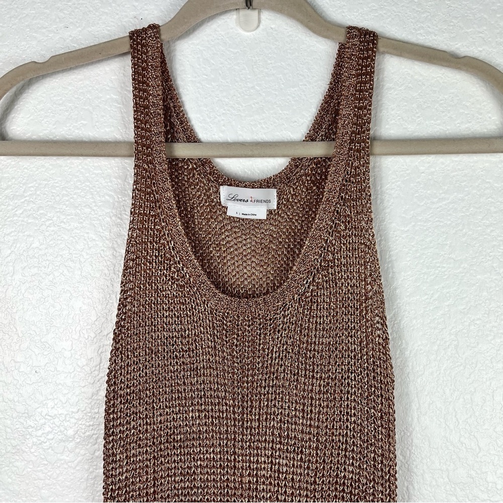 Lovers & Friends Metallic Midi Sleeveless Fiona Dress Rose Gold Color Size S - Picture 2 of 7